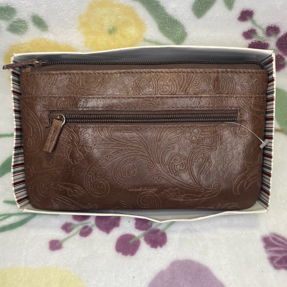 Mundi West Clutch Brown Authentic Leather